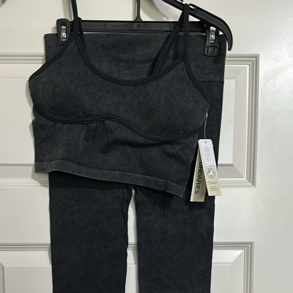 No Boundaries Dark Gray Ribbed Set